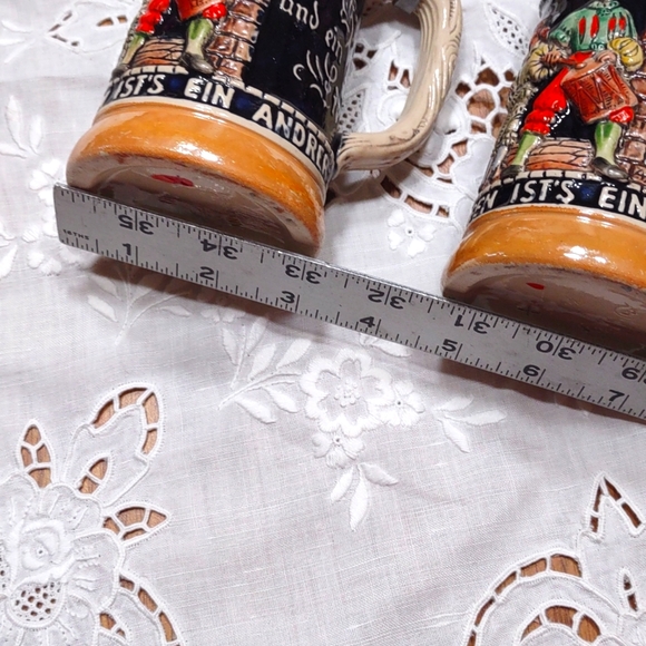 Vintage German Biersteins with Pewter Lids - Set of 2 - Picture 4 of 11